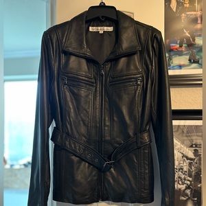 Women’s Kenneth Cole Black Leather Jacket New with Tags Size Medium #172C2204